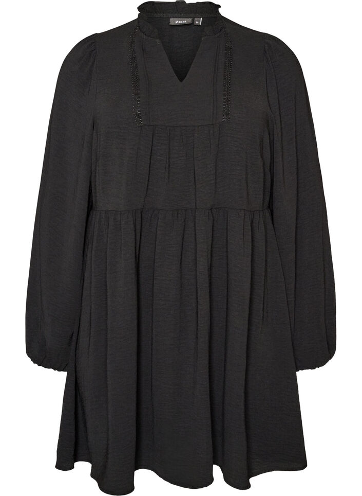 Robe coupe &eacute;vas&eacute;e avec une taille empire, Noir, Packshot image number 0