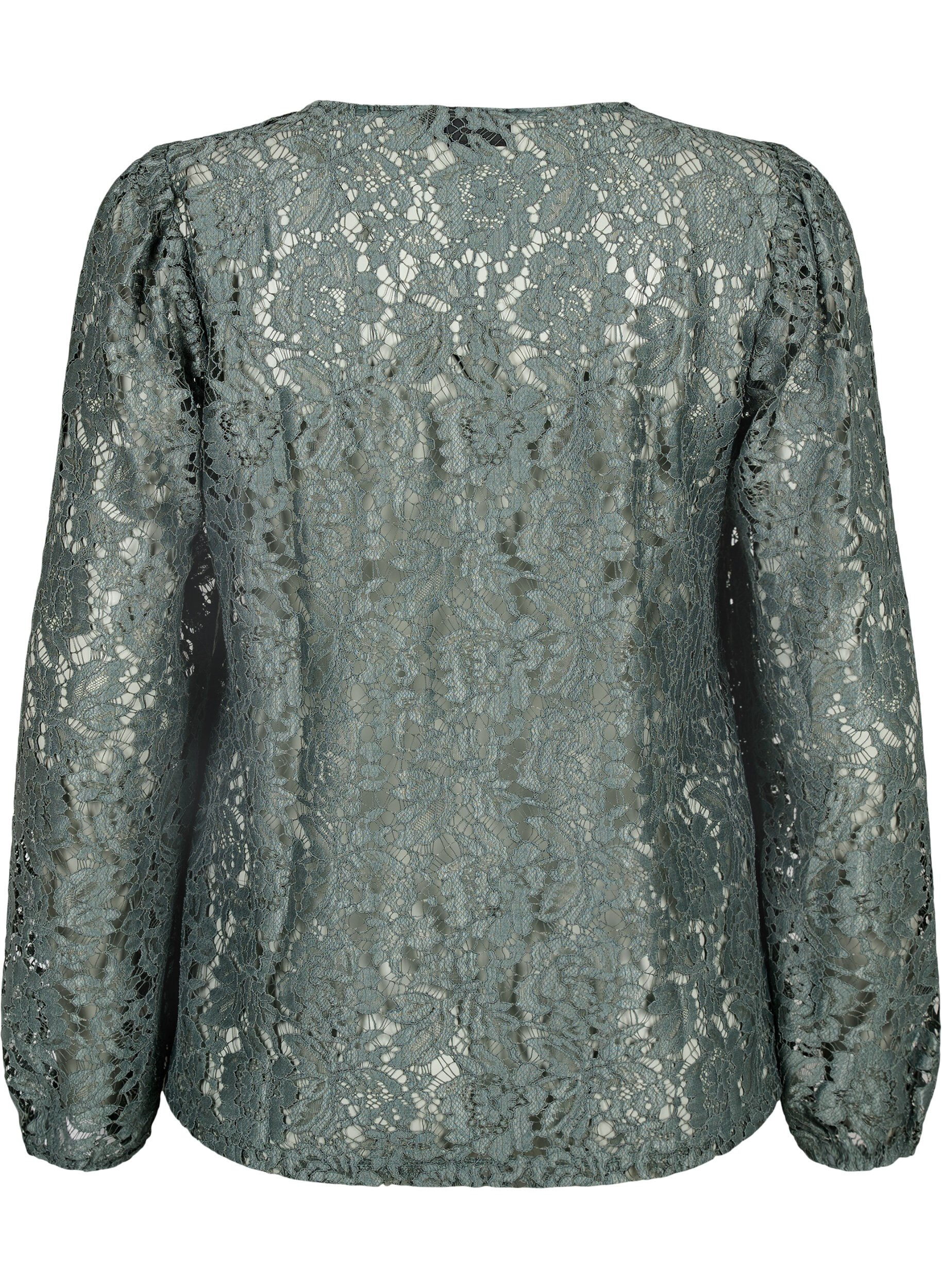 Zizzi FLASH &ndash; Blouse en dentelle &agrave; manches longues, Balsam Green, Packshot image number 1
