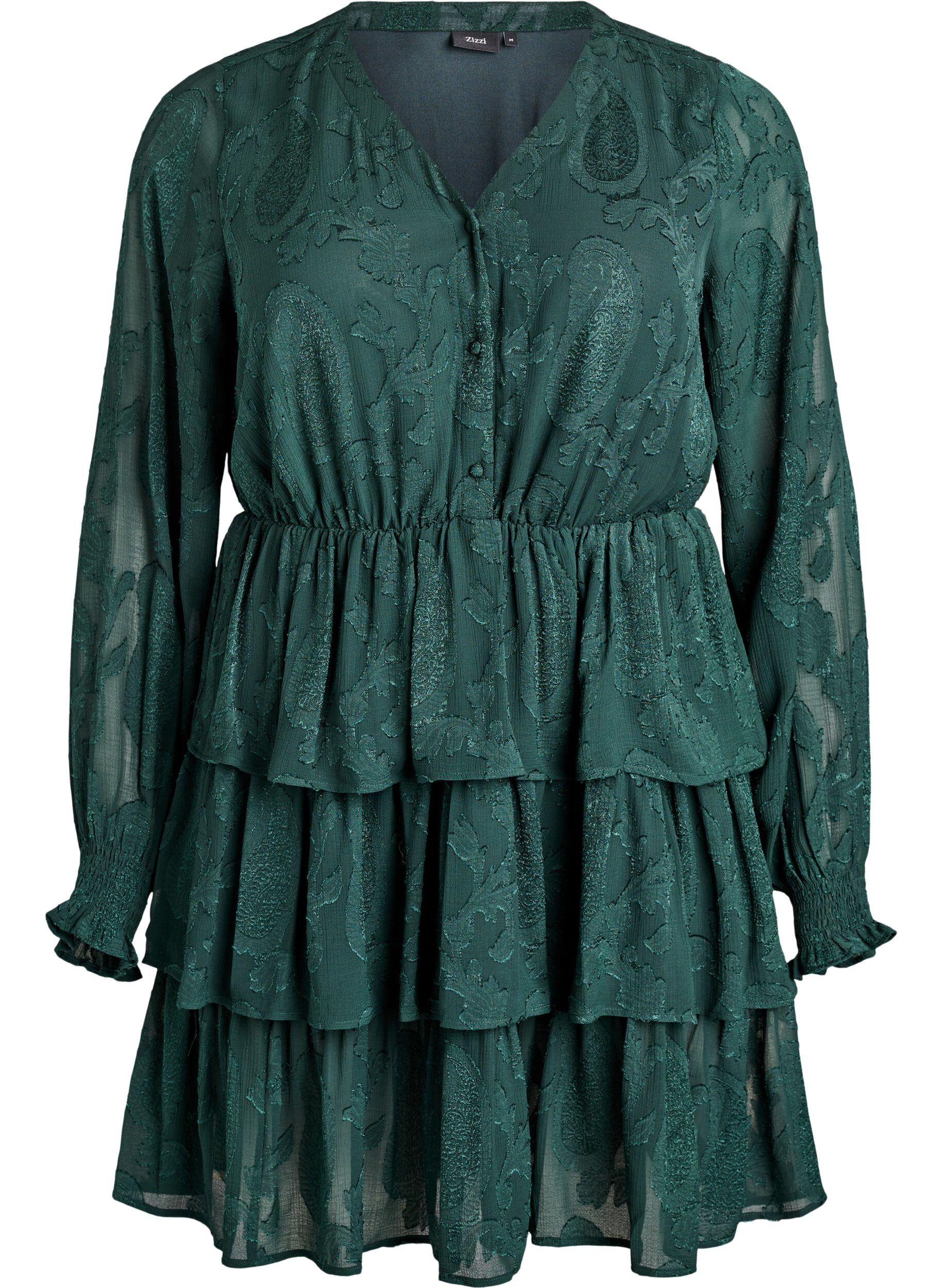 Robe courte &agrave; volants et motif textur&eacute;