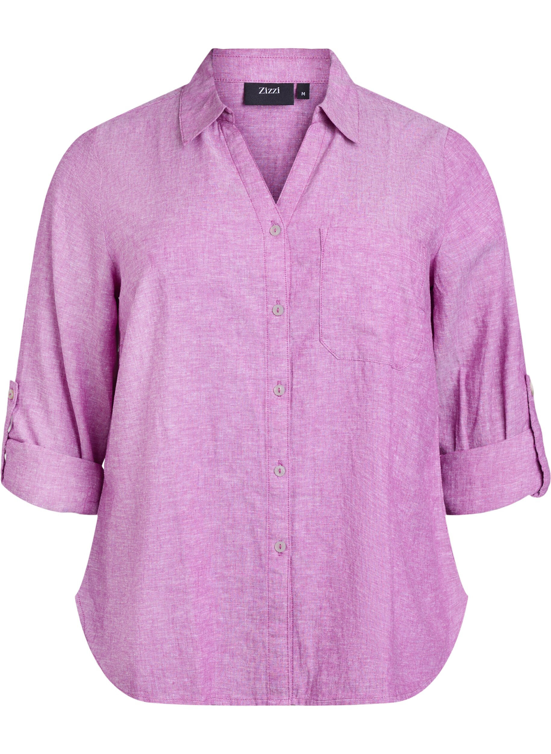 ZizziBluse aus Leinen und Viskose mit 3/4-&Auml;rmeln, Lila, Packshot image number 0