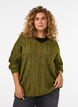 Blouse en maille torsad&eacute;e avec col en V, Vert, Model image number 0