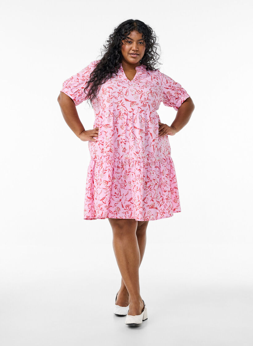 Robe courte coupe &eacute;vas&eacute;e, Violet, Model image number 1