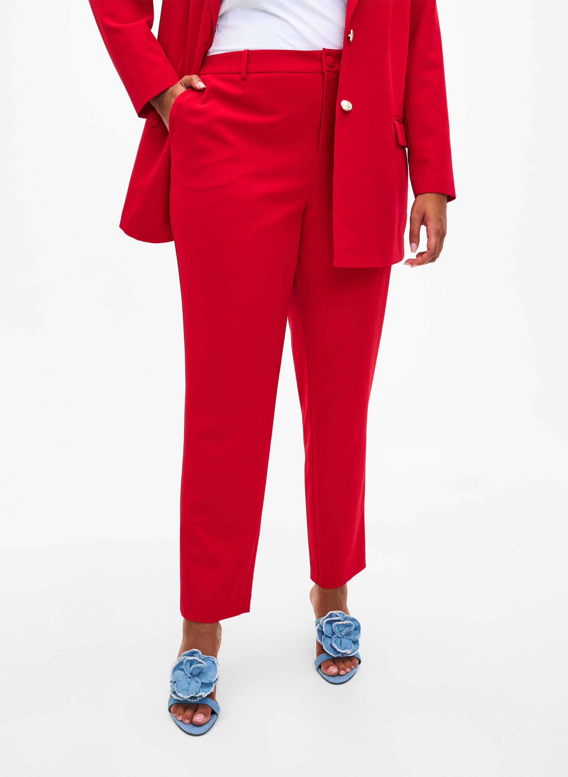 Zizzi Pantalon de tailleur avec poches, Tango Red, Model image number 2