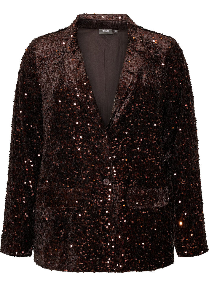 Blazer &agrave; paillettes, Marron, Packshot