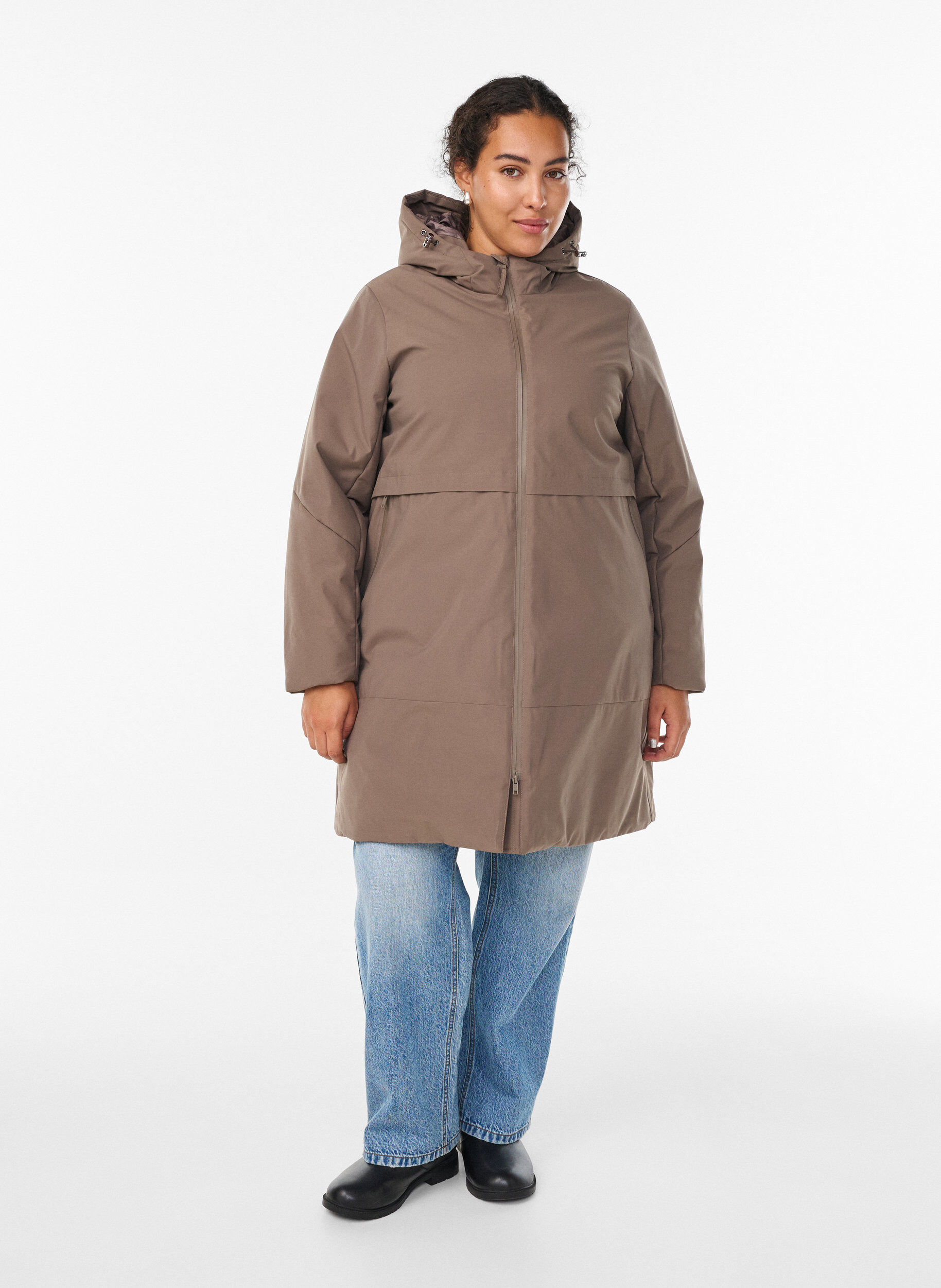 ZizziVeste d'hiver avec taille ajustable, Marron, Model image number 1