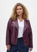 Bikerjacke aus Kunstleder, Dunkles Bordeaux, Model image number 0