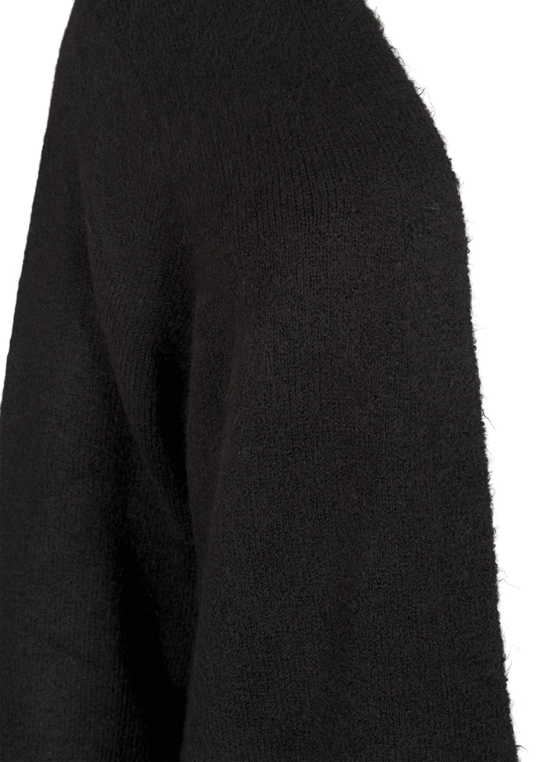 Zizzi Long cardigan tricot&eacute; avec poches, Noir, Packshot image number 2