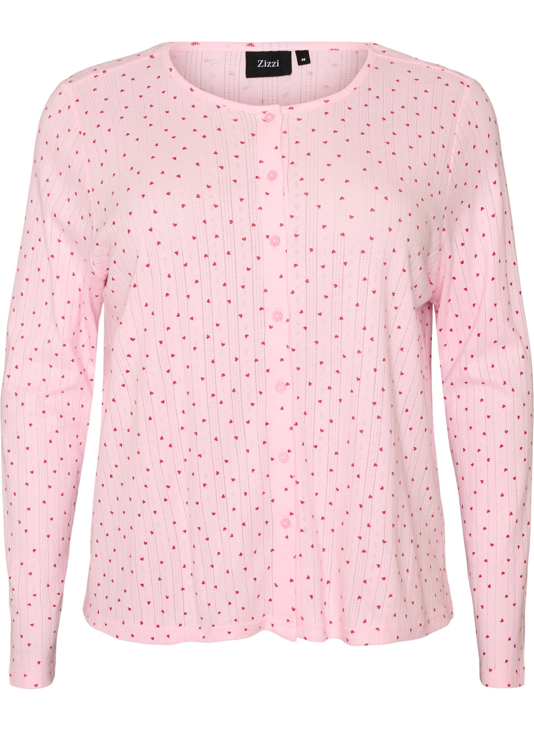 ZizziStrickjacke aus Bio-Baumwolle mit Lochstickerei, Pink, Packshot image number 0