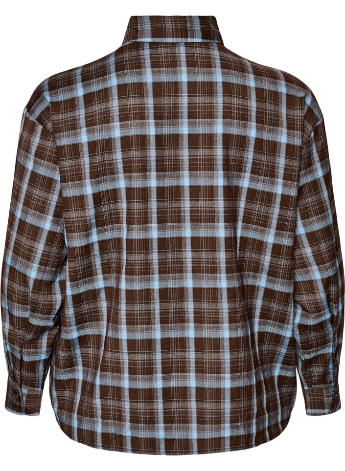 Chemise &agrave; carreaux avec coupe ample, Marron, Packshot image number 1