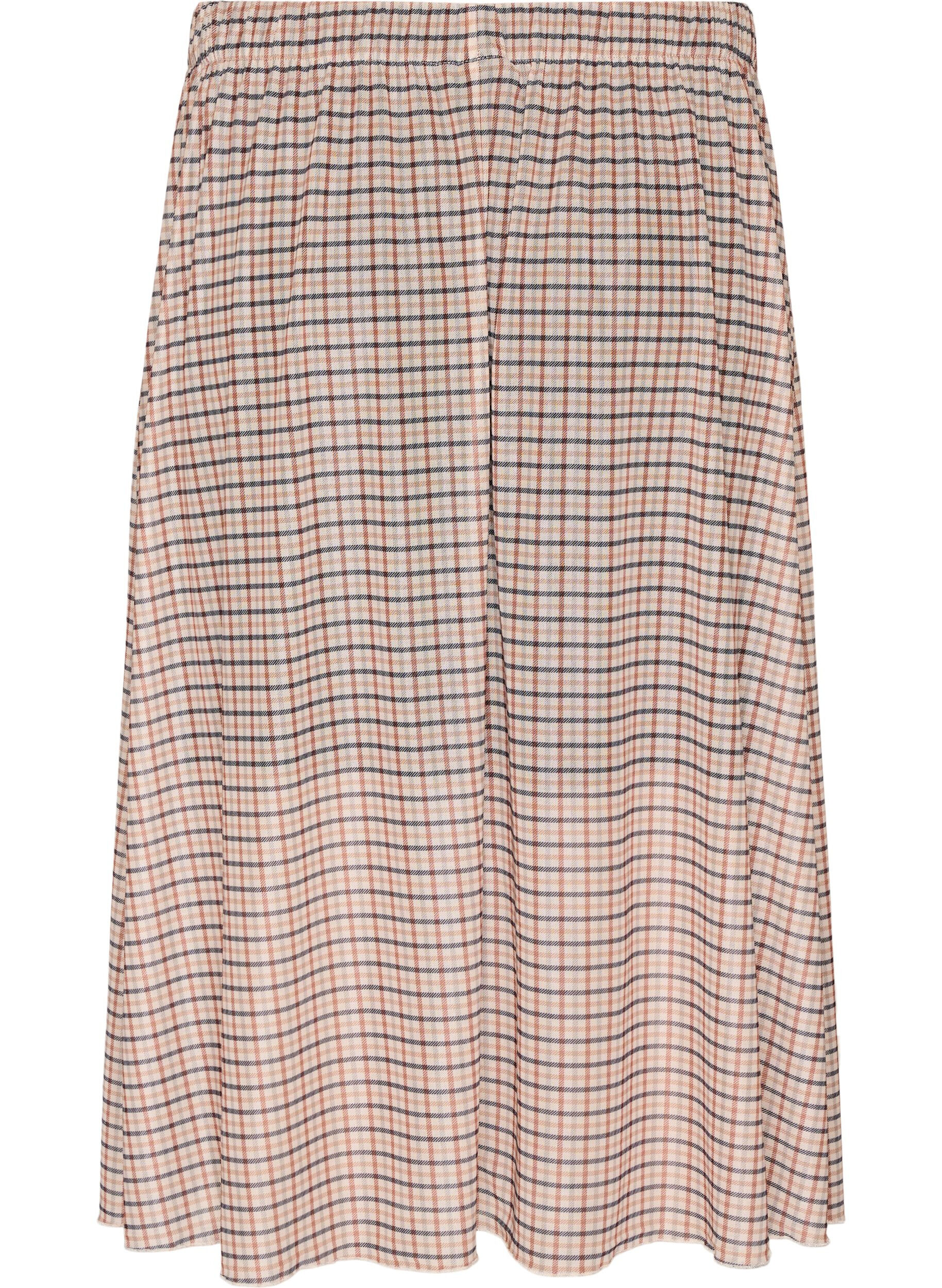ZizziKarierter Midi-Rock aus Mesh, Beige, Packshot image number 1