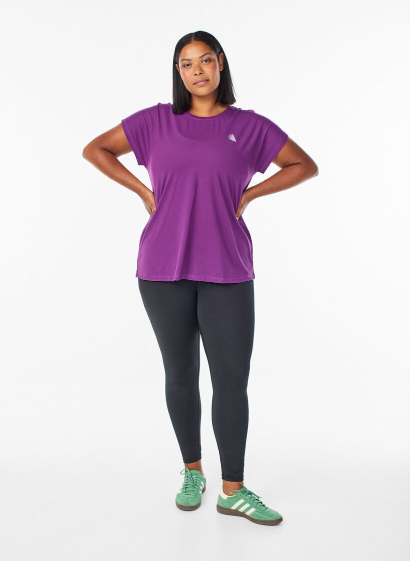 T-shirt de sport couleur unie, Violet, Model image number 1