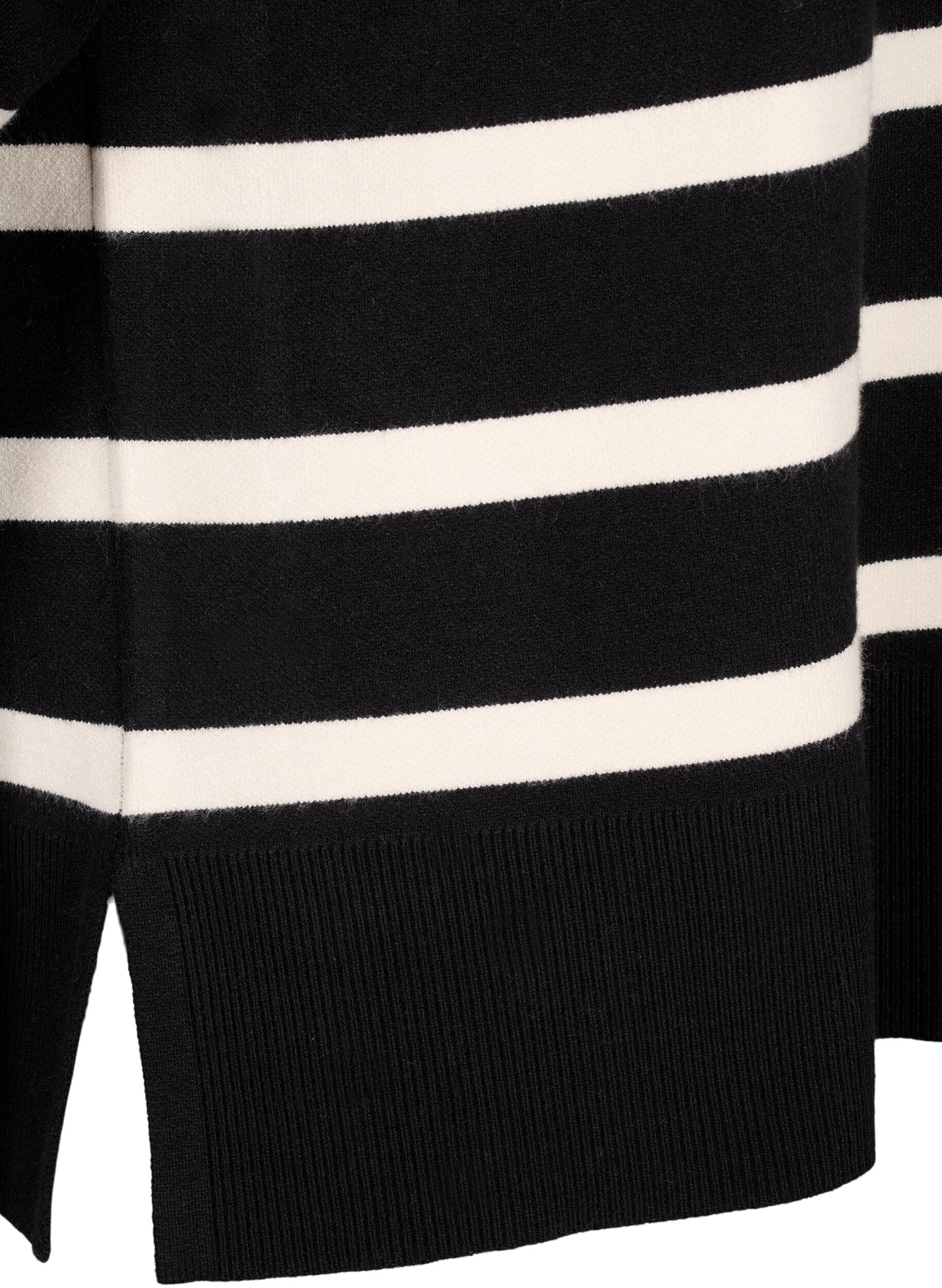 Zizzi Strickbluse mit 3/4-Arm und Streifen, Black Birch Stripes, Packshot image number 3