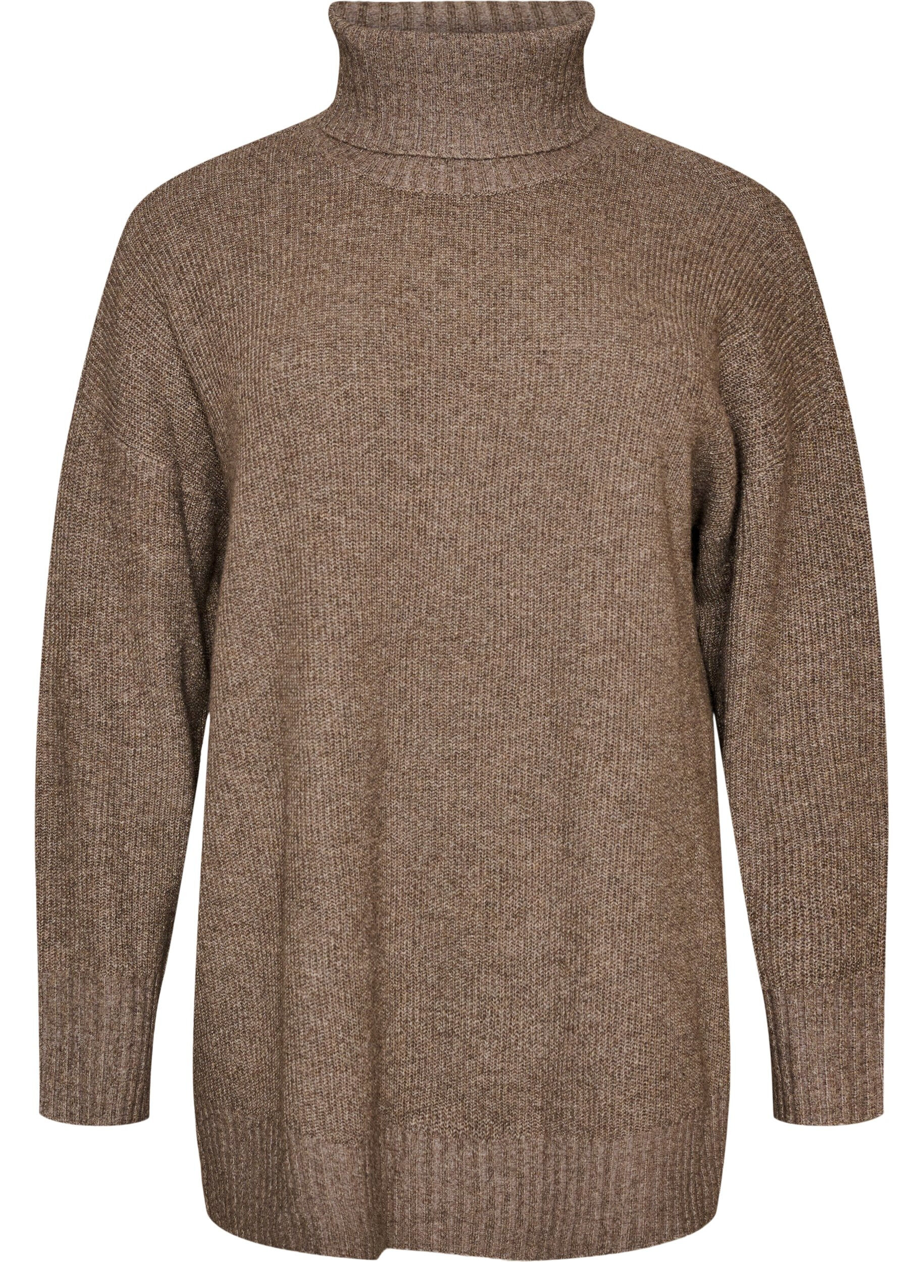 ZizziLocker gestrickter Pullover mit Rollkragen, Braun, Packshot image number 0