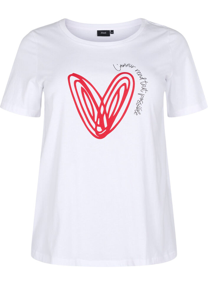 T-shirt en coton avec motif, Bright W. w. Heart, Packshot image number 0