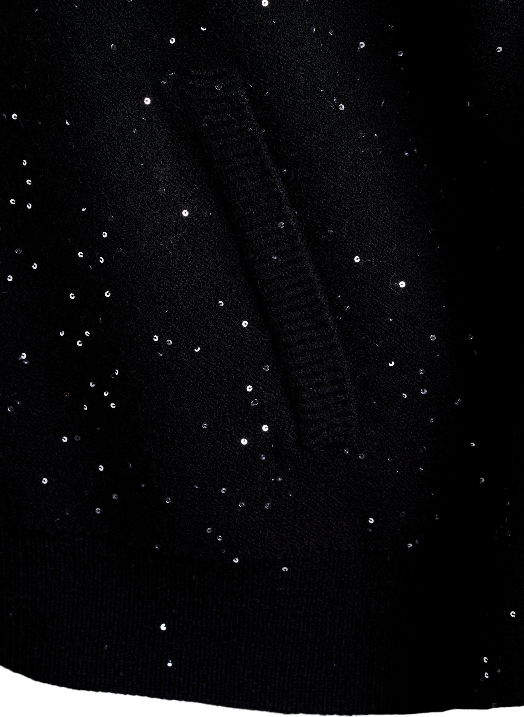 Zizzi Cardigan avec zip et paillettes, Noir, Packshot image number 3