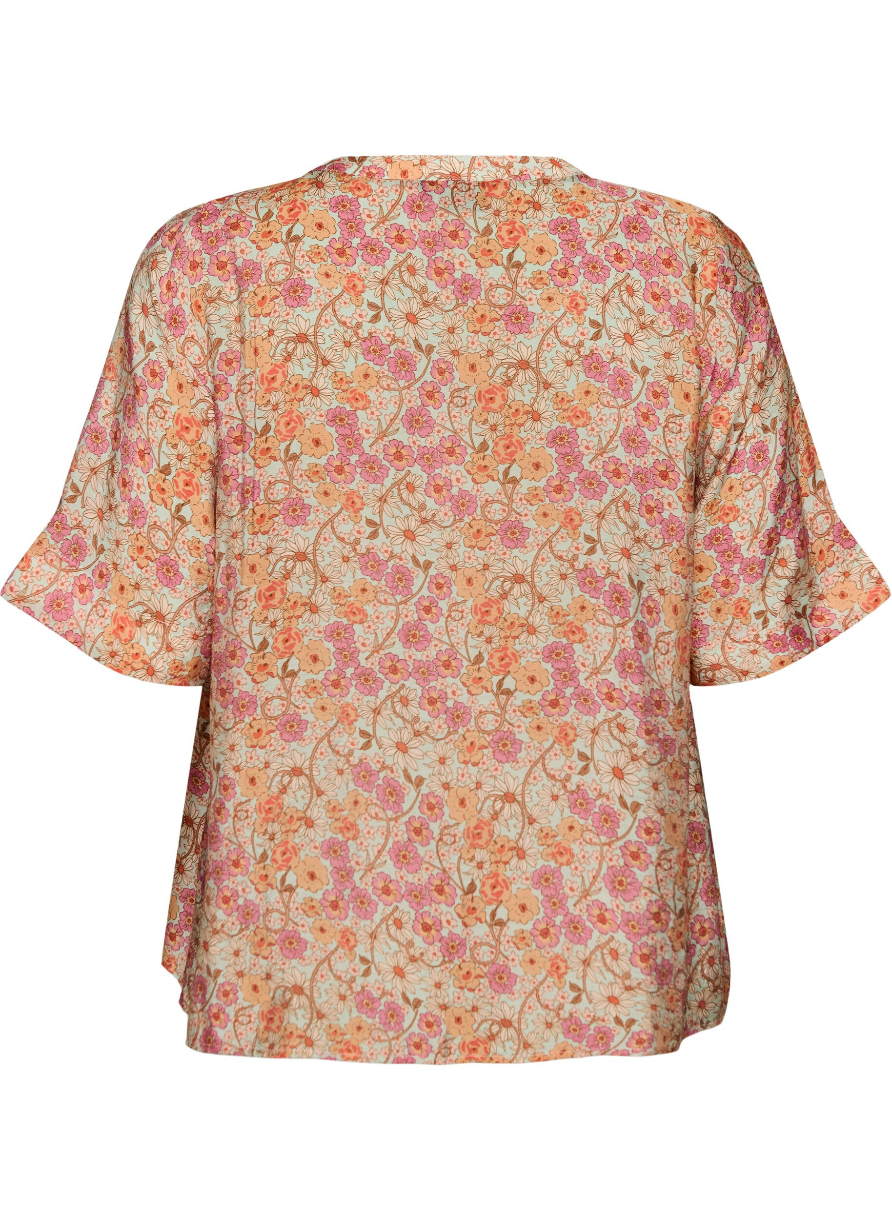 ZizziGebl&uuml;mte Bluse aus Viskose, Orange, Packshot image number 1