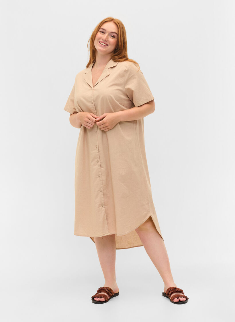 Chemise en coton à manches courtes, Humus, Model image number 2