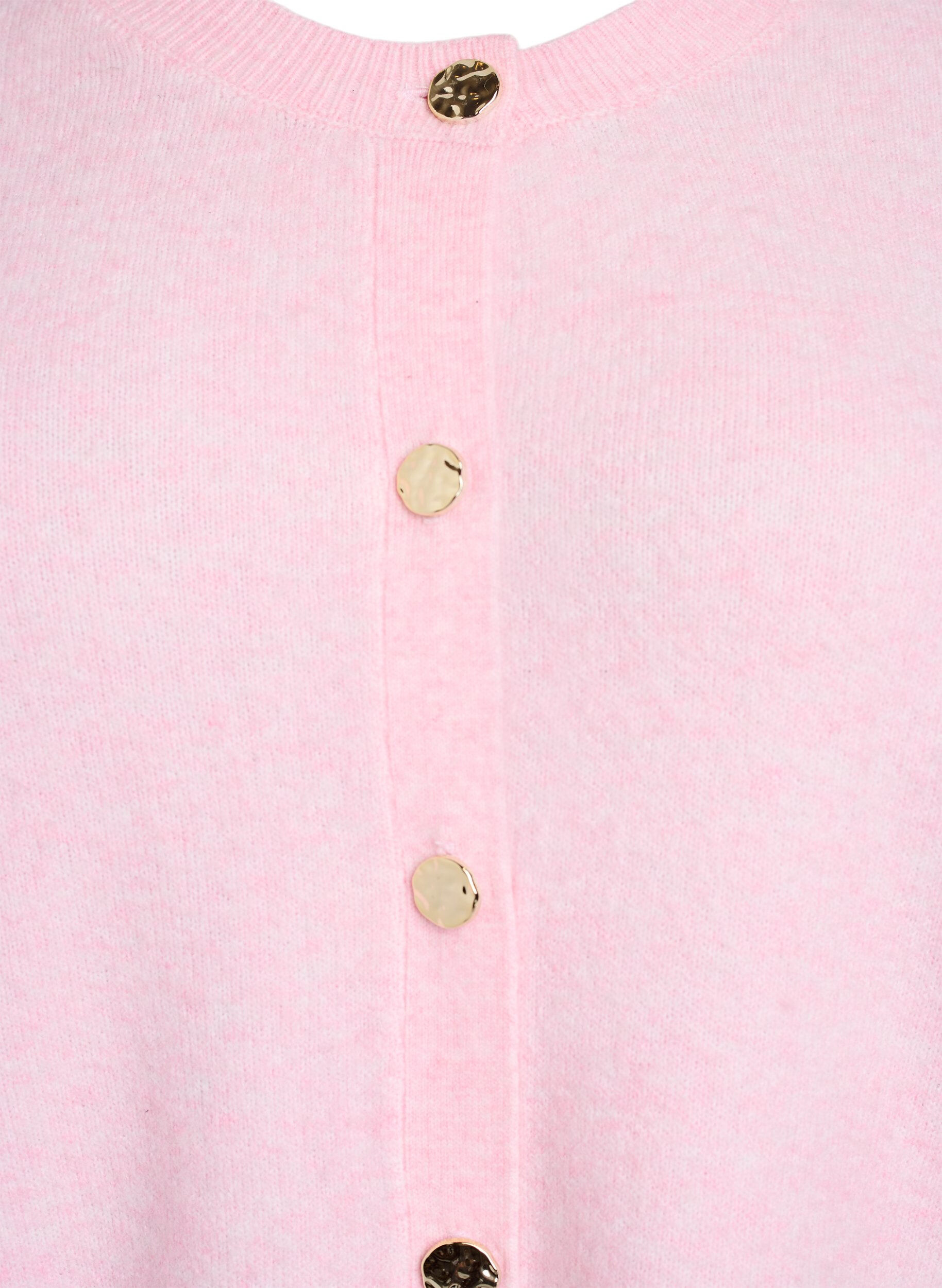 Zizzi Cardigan en maille douce avec boutons dor&eacute;s, Rose, Packshot image number 2