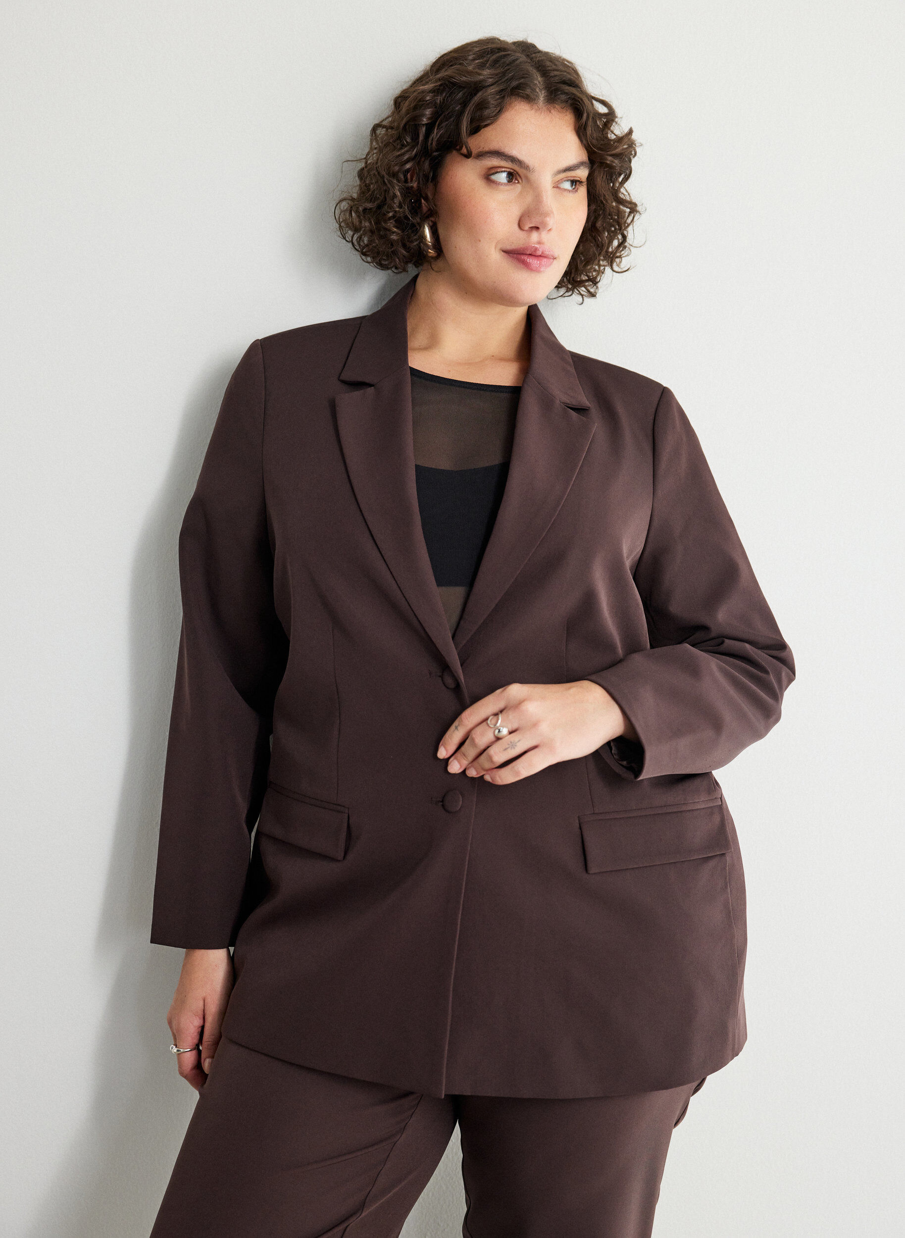 ZizziBlazer classique avec fermeture boutonn&eacute;e, Marron, Model image number 0
