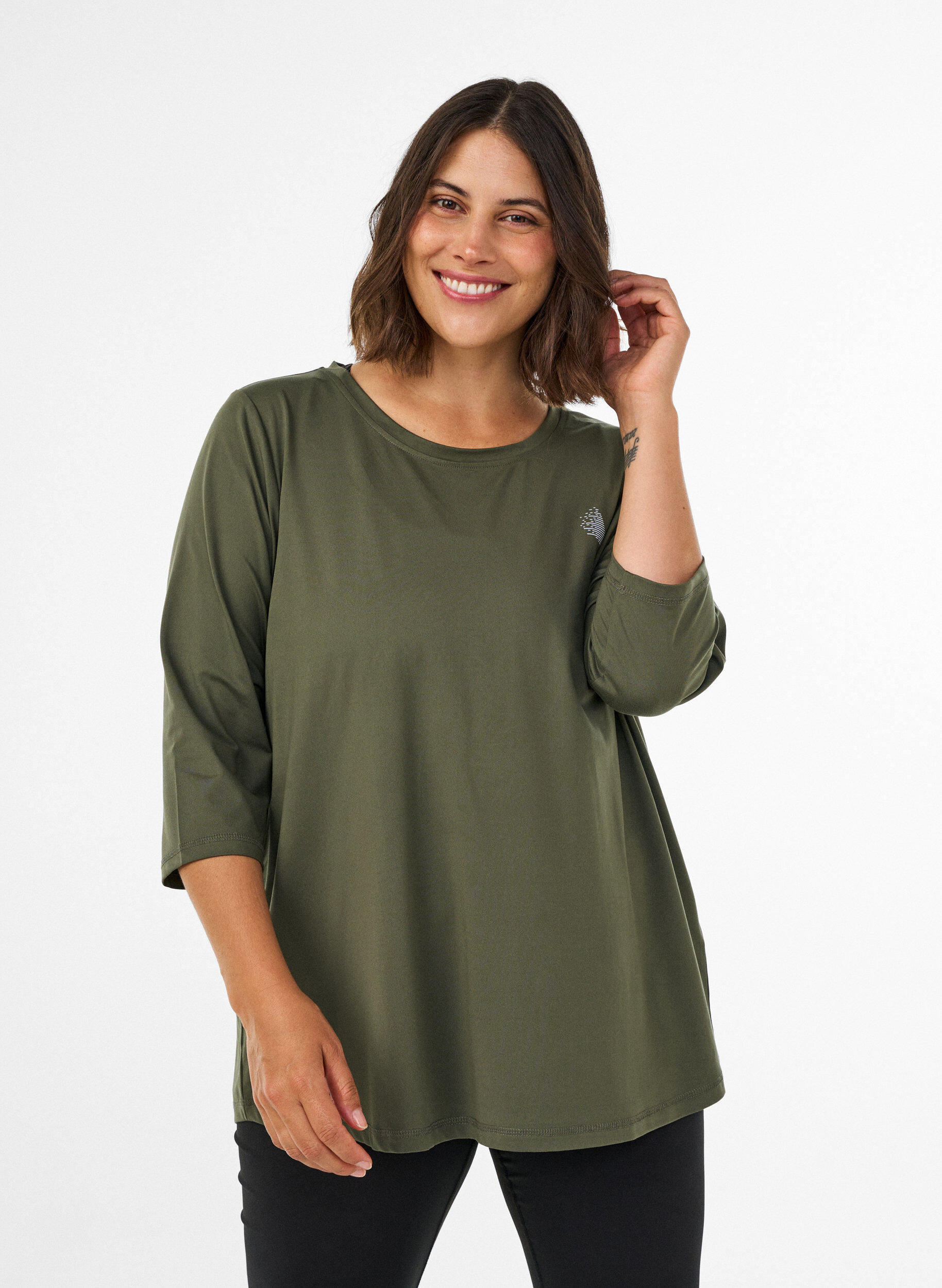 Haut de sport avec manches 3/4, Vert, Model