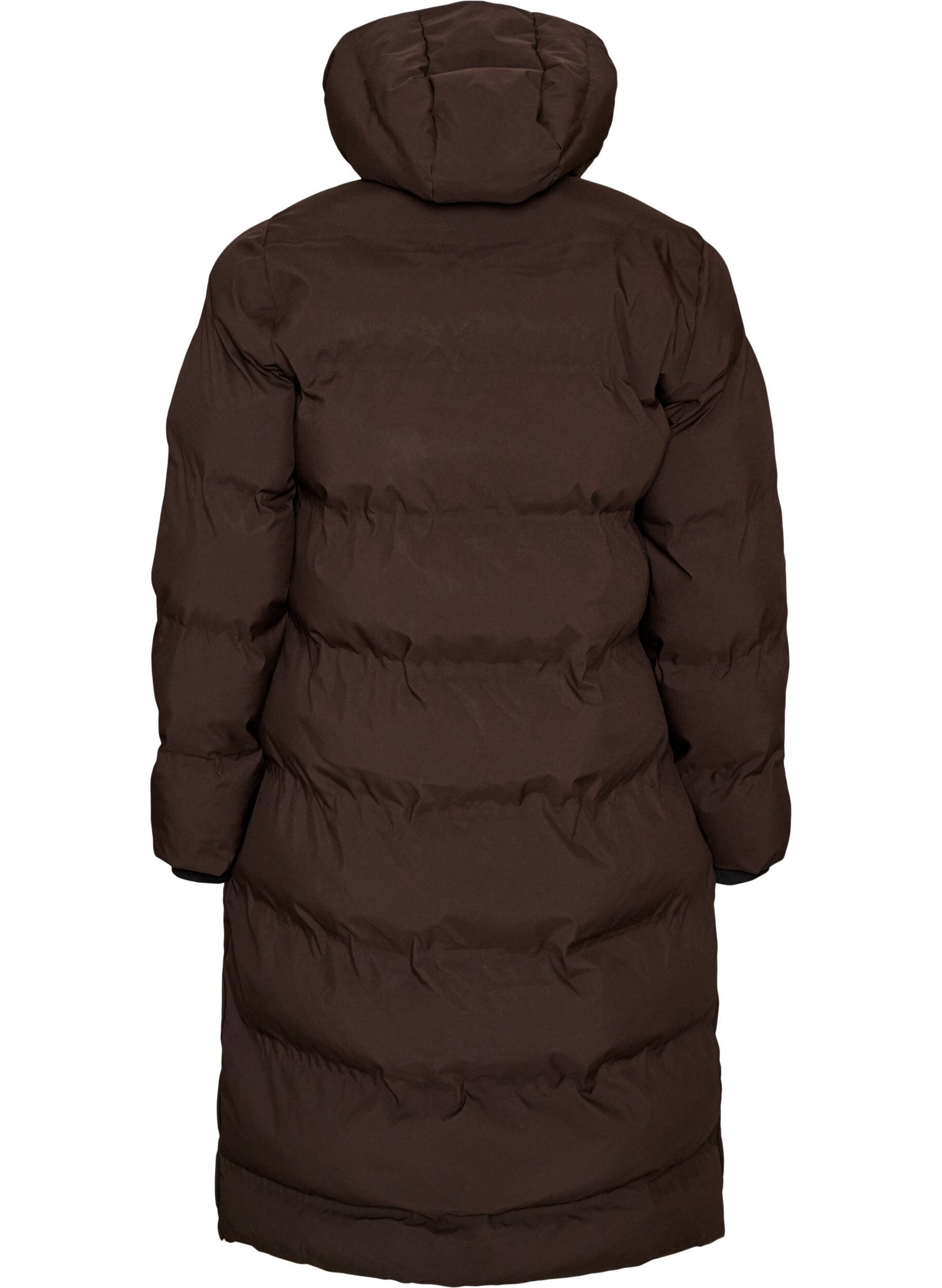 ZizziLanger Winter-Steppmantel mit Kapuze, Braun, Packshot image number 1