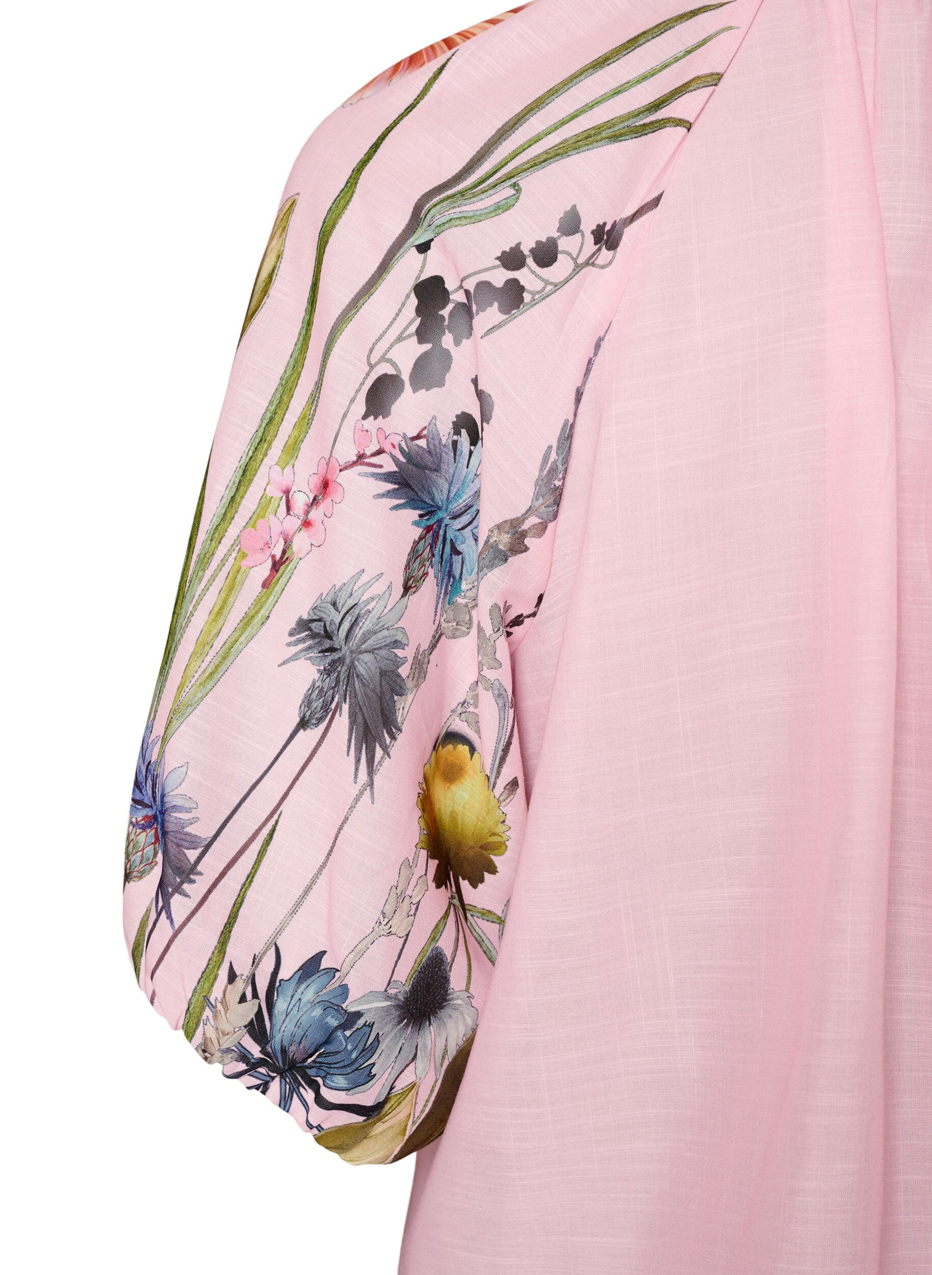 Zizzi Bluse mit Bindedetail und gebl&uuml;mten &Auml;rmeln, Pink, Packshot image number 3