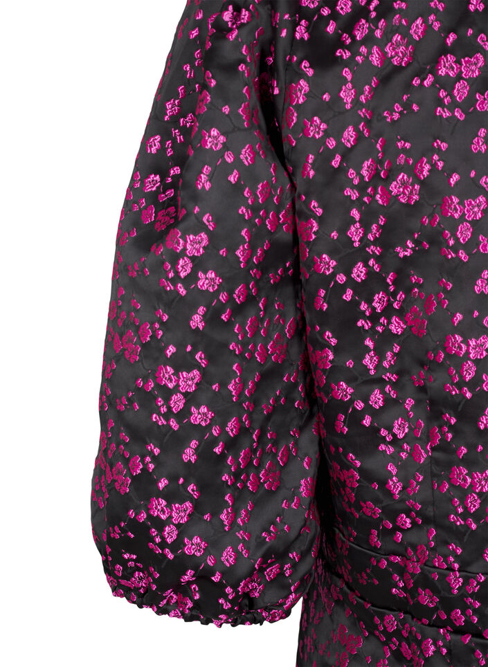 Robe mi-longue avec fleurs brodées, Black Pink Flower, Packshot image number 3