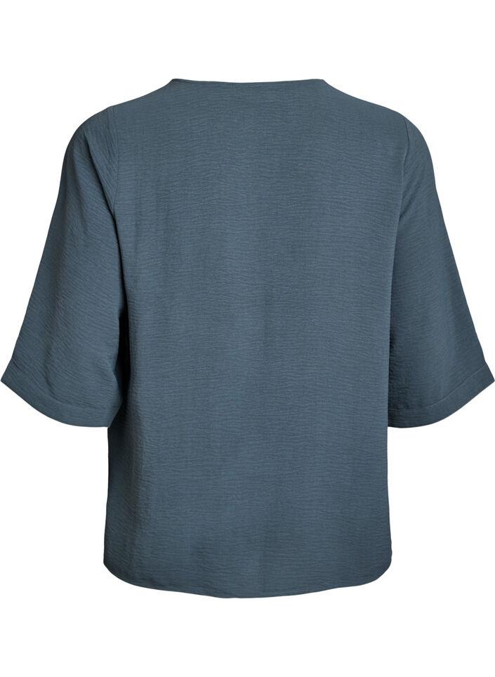 Bluse mit V-Ausschnitt und 3/4-&Auml;rmeln, Gr&uuml;n, Packshot image number 1
