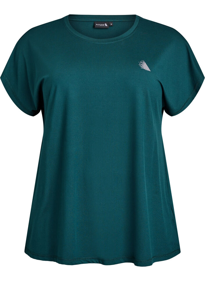 T-shirt de sport couleur unie, Vert fonc&eacute;, Packshot image number 0