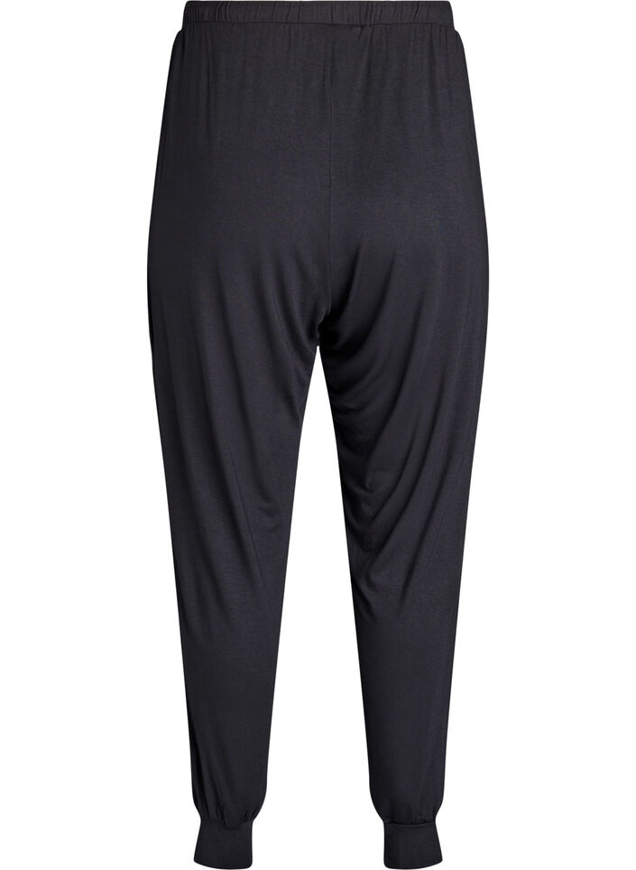 Pantalon de nuit taille haute en modal, Noir, Packshot image number 1