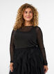 Blouse en maille transparente avec strass, Noir, Model image number 0