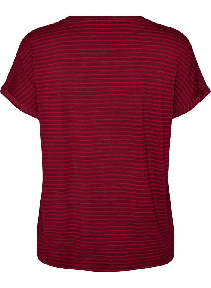 T-shirt ray&eacute; en viscose avec un col rond, Bordeaux, Packshot image number 1