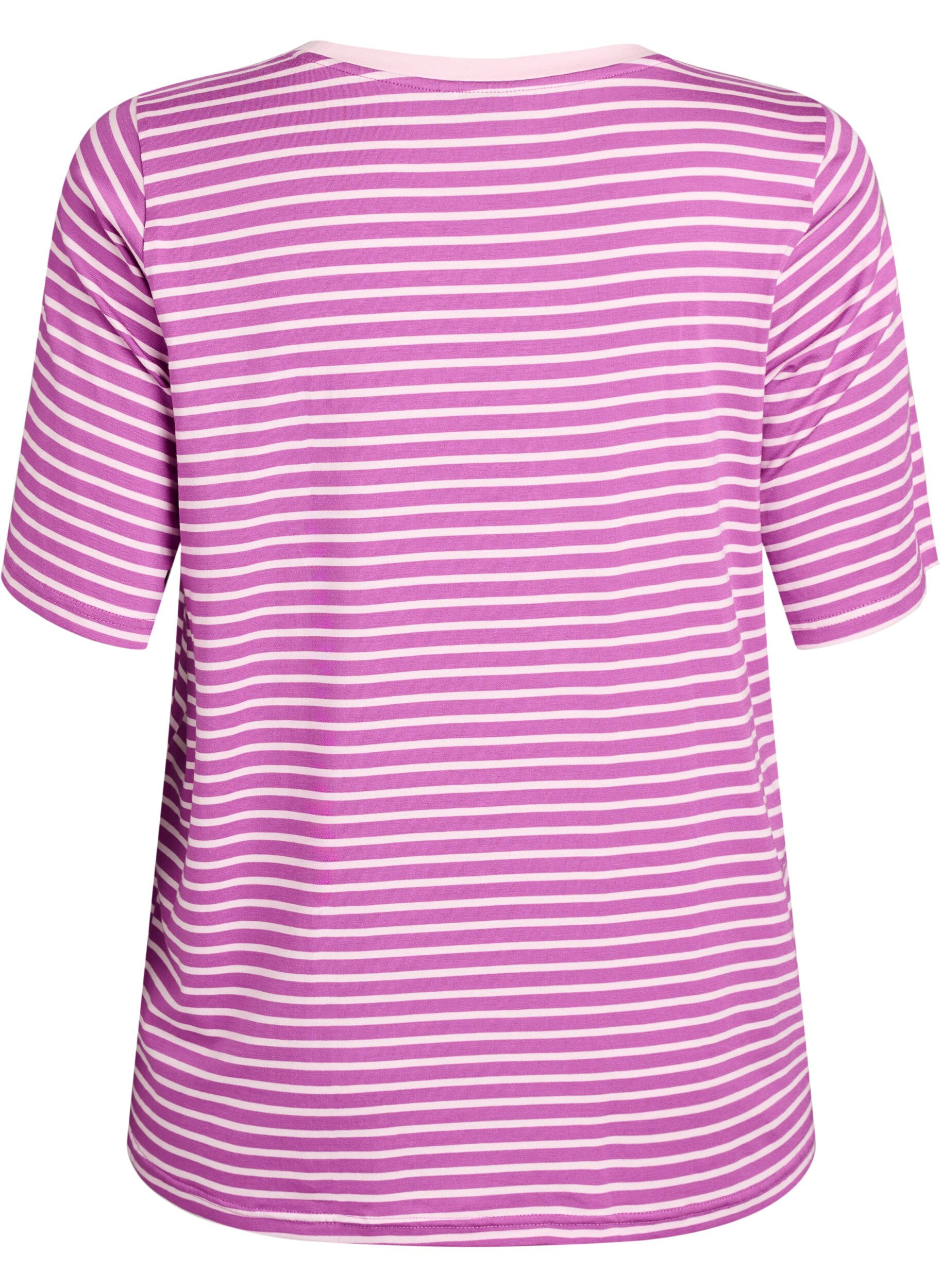ZizziT-Shirt mit TENCEL&trade; Lyocell und Streifen, Lila, Packshot image number 1