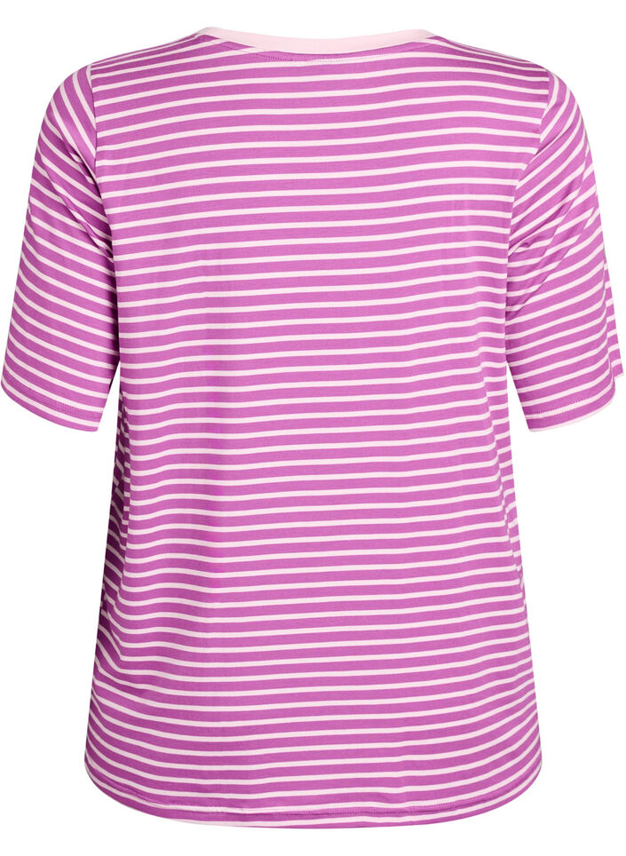 T-Shirt mit TENCEL&trade; Lyocell und Streifen, Lila, Packshot image number 1