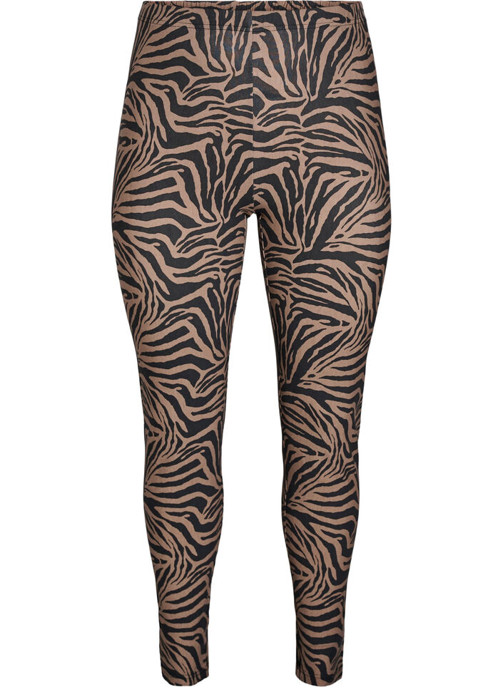 Leggings aus Viskose mit Zebraprint, Braun, Packshot image number 0