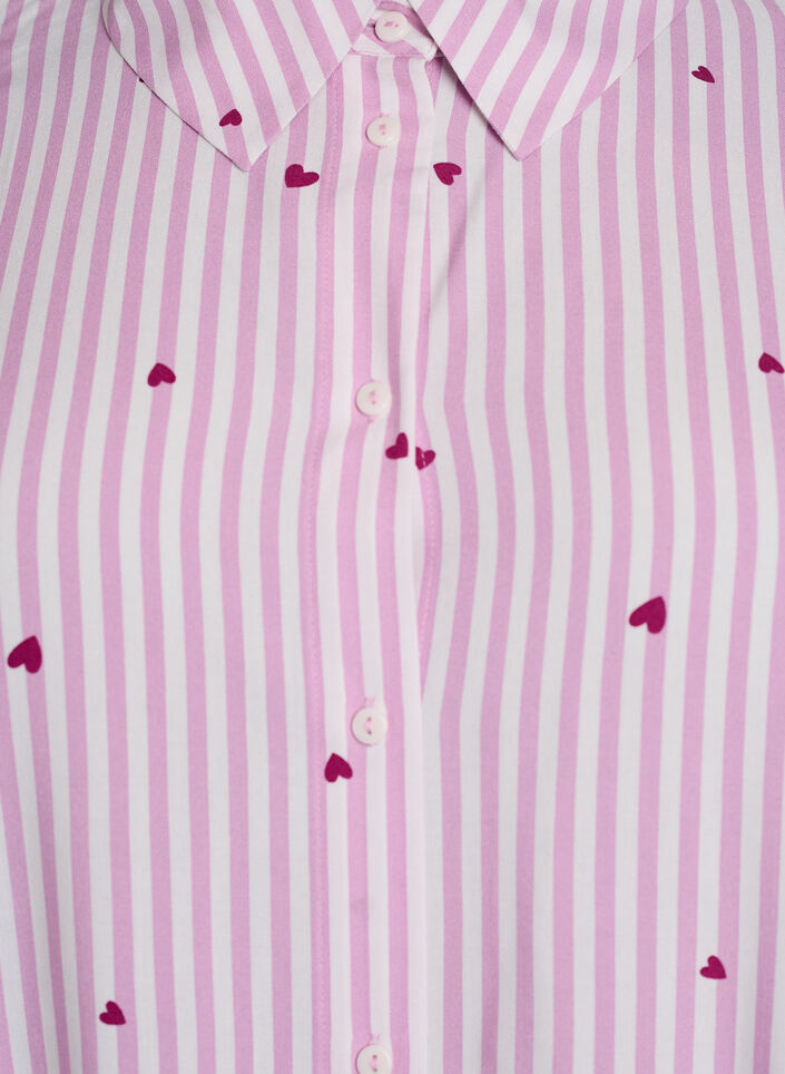 Chemise de nuit &agrave; rayures et c&oelig;urs, Rose, Packshot image number 2