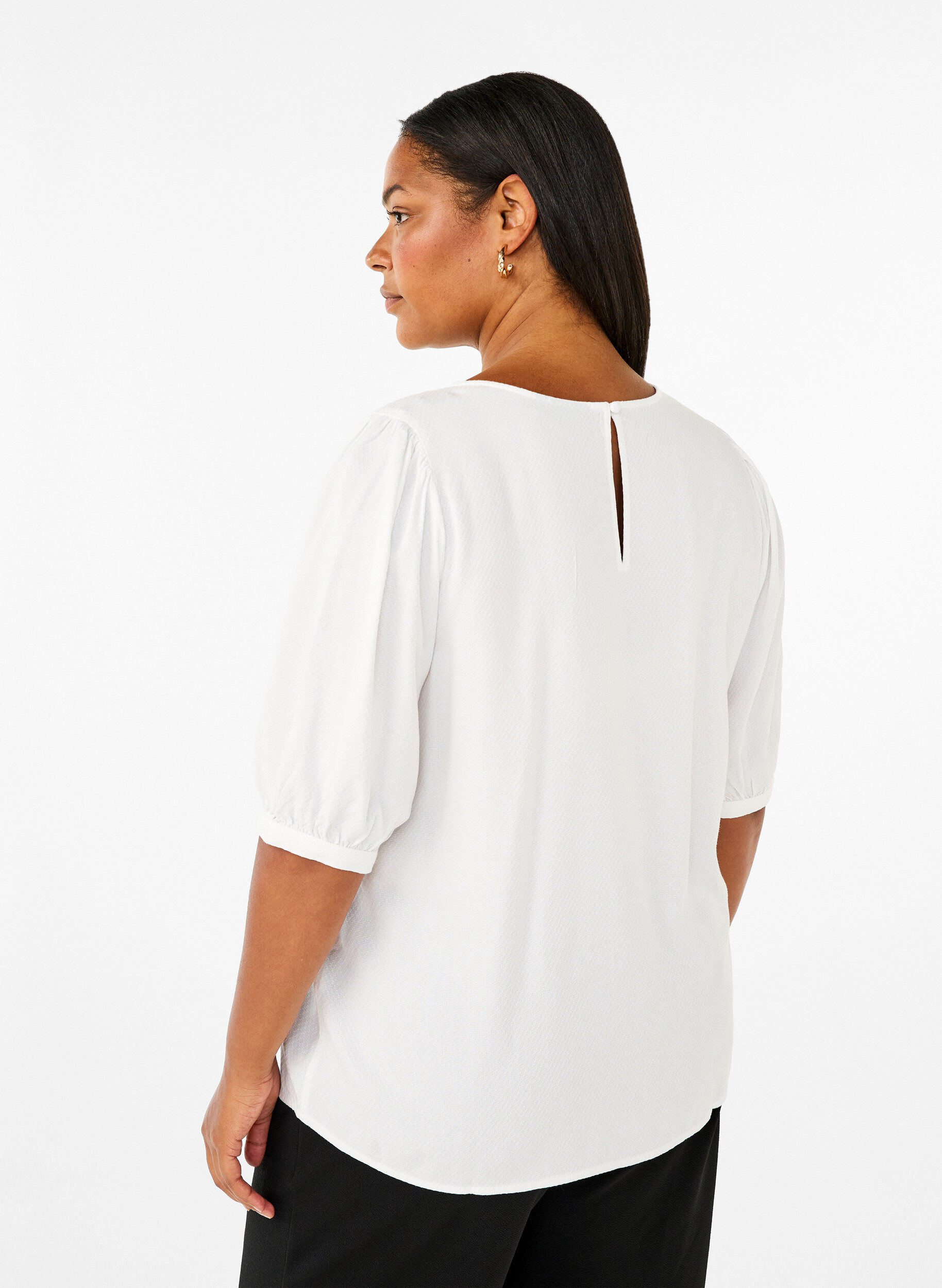 Zizzi  Viskosebluse mit 1/2 &Auml;rmeln, Bright White, Model image number 1