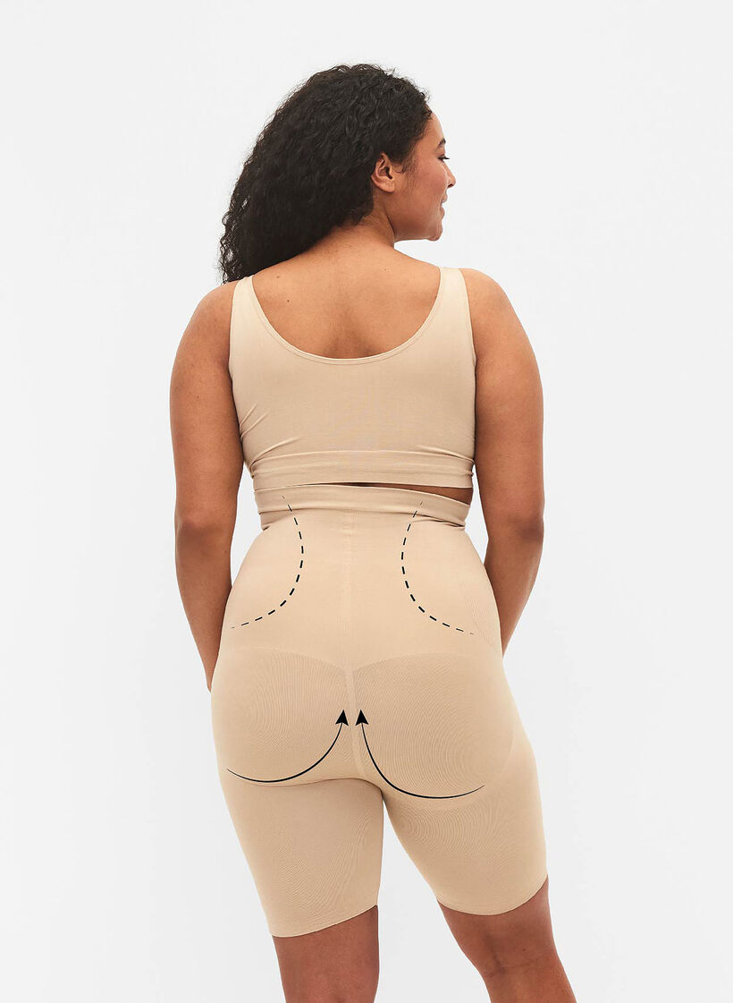Hochtaillierte Shapewear Shorts, Beige, Model