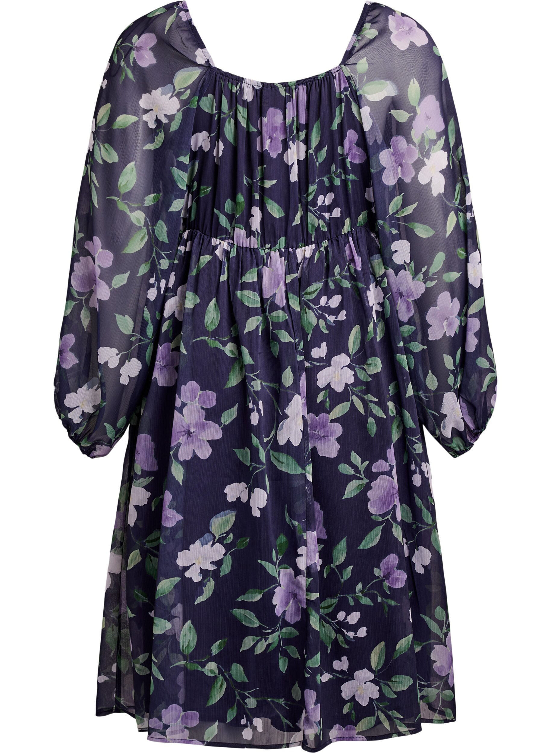 Zizzi Robe de soir&eacute;e en mousseline &agrave; manches longues, Bleu, Packshot image number 1