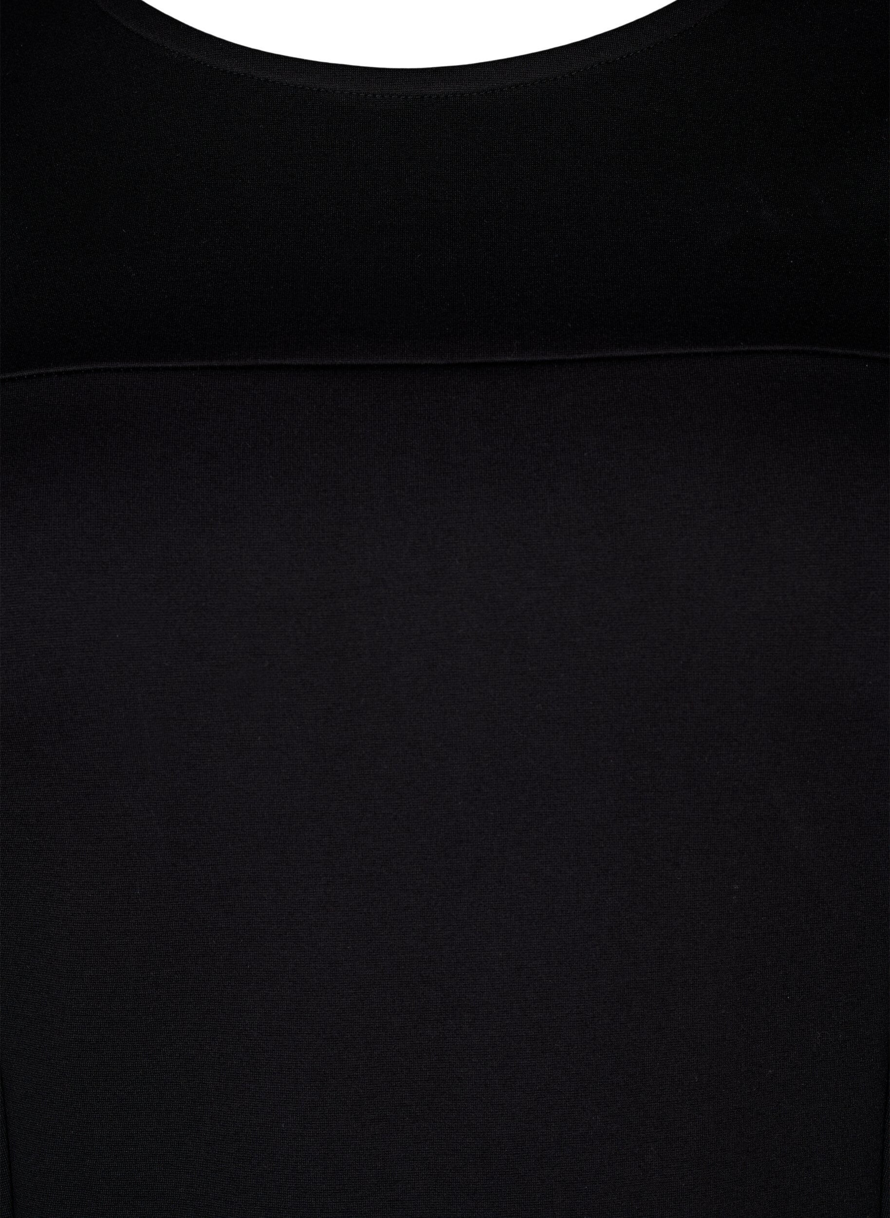 Zizzi Robe &eacute;vas&eacute;e manches 3/4, Noir, Packshot image number 2