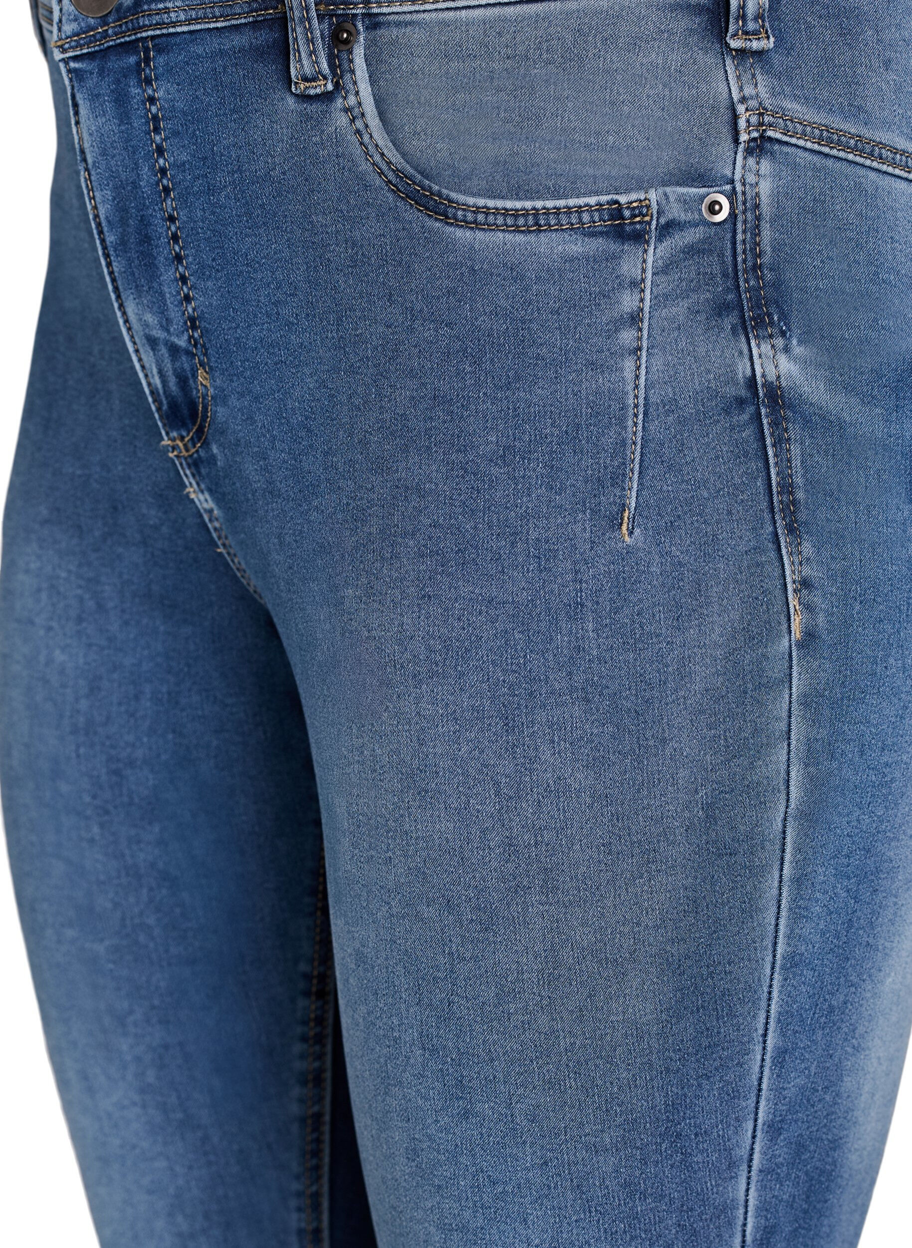 Zizzi Kurze Amy Jeans mit Rei&szlig;verschlussdetail., Blau, Packshot image number 2