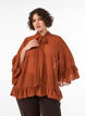 Blouse avec ruban &agrave; nouer et volants, Camel, Model image number 0