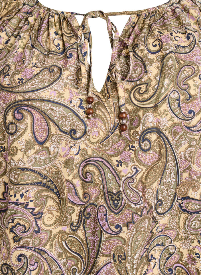 Bluse aus Viskose mit Paisley-Muster und Bindeband, Gelb, Packshot image number 2