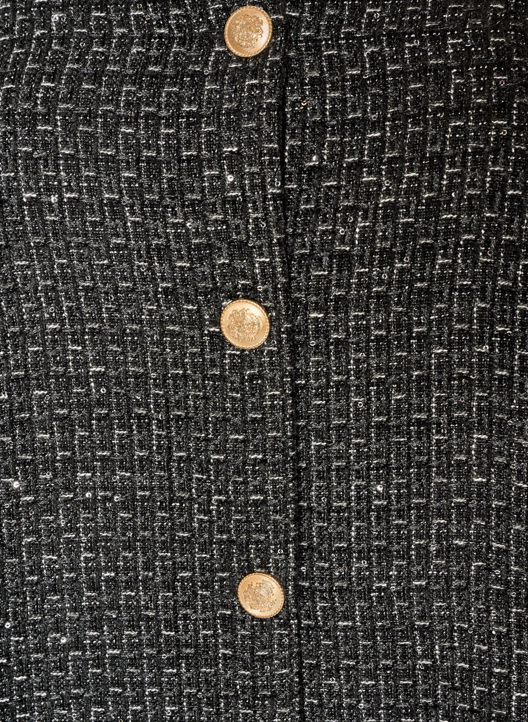 ZizziBoucl&eacute;-Jacke mit Pailletten und Zierkn&ouml;pfen, Schwarz, Packshot image number 2