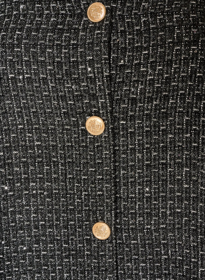 Boucl&eacute;-Jacke mit Pailletten und Zierkn&ouml;pfen, Schwarz, Packshot image number 2
