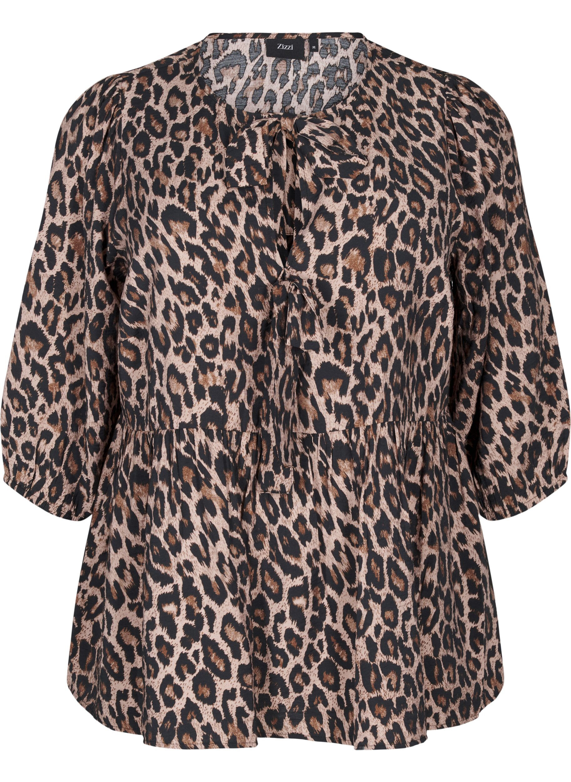 Zizzi Leo Bluse mit Schleife, Leo AOP w. Bow, Packshot image number 0