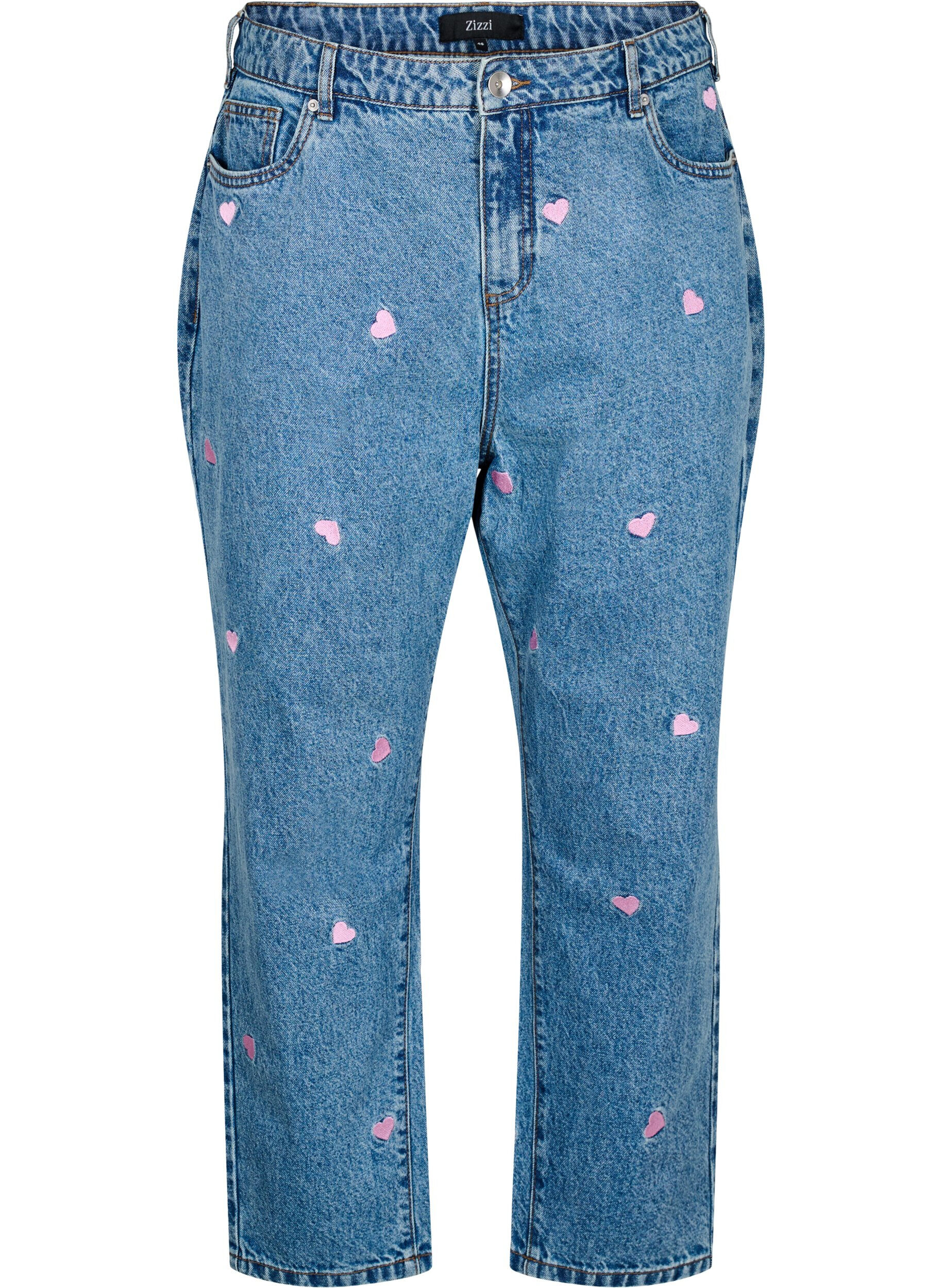 Zizzi Jeans Mille coupe Mom avec broderies, Bleu Clair, Packshot image number 0