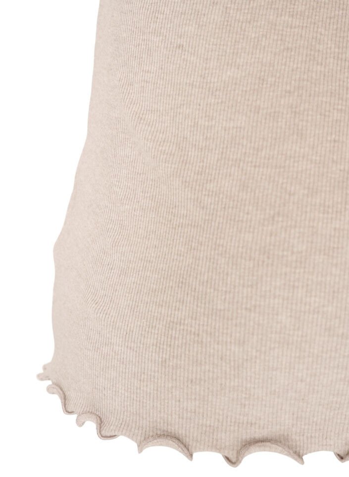 Geripptes Top mit Spitzen, Beige, Packshot image number 3