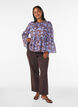 Gebl&uuml;mte Bluse mit R&uuml;schen&auml;rmeln, Braun, Model image number 1