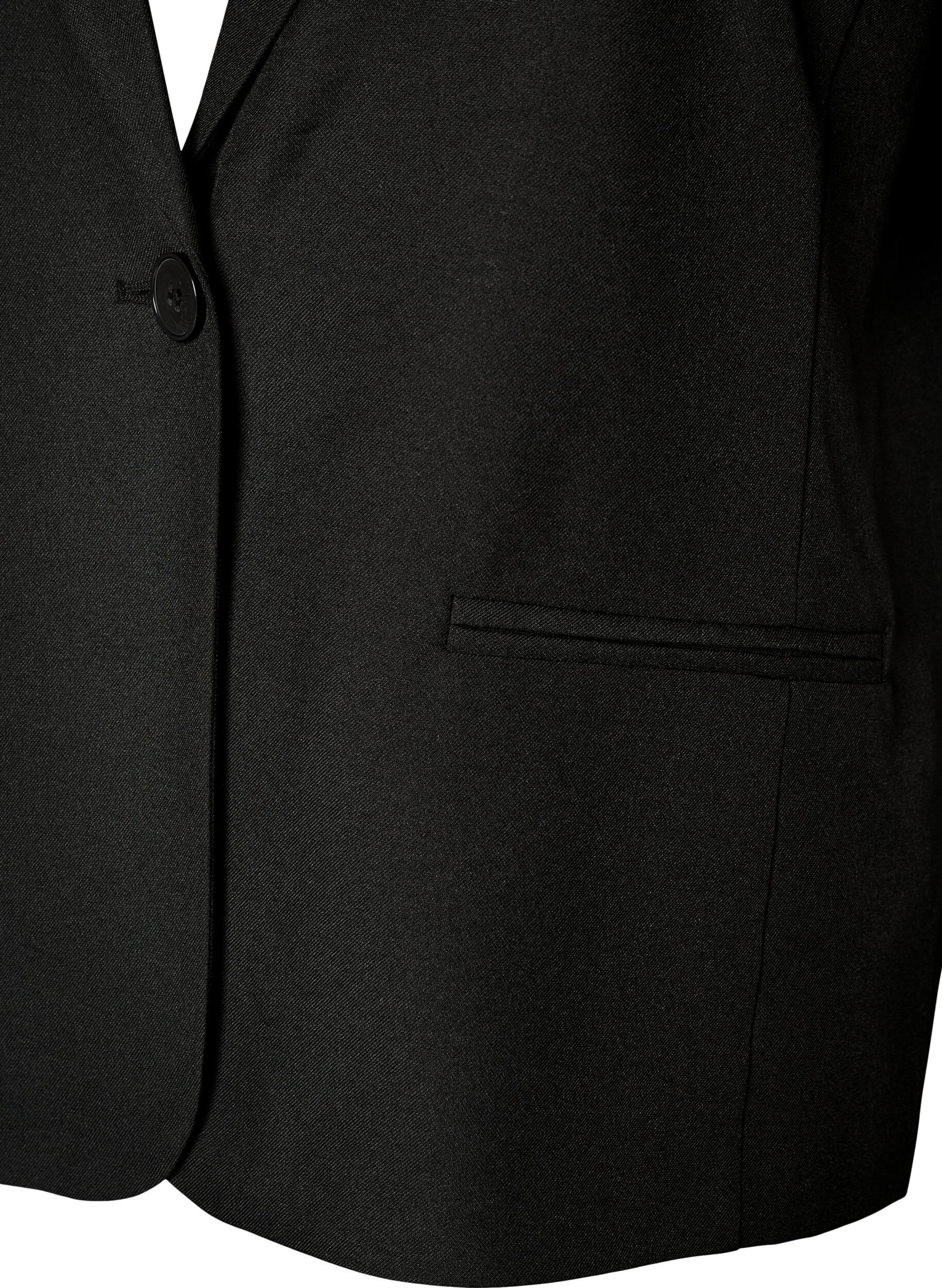 Zizzi Blazer mit kurzen &Auml;rmeln und Revers, Schwarz, Packshot image number 2